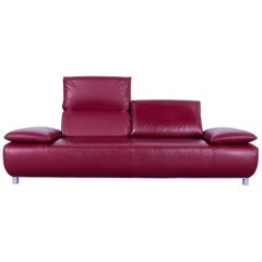 Koinor Volare Designer Sofa Leather Red Three-Seat Couch, Germany