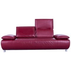 Koinor Volare Designer Sofa Leather Red Three-Seat Couch, Germany