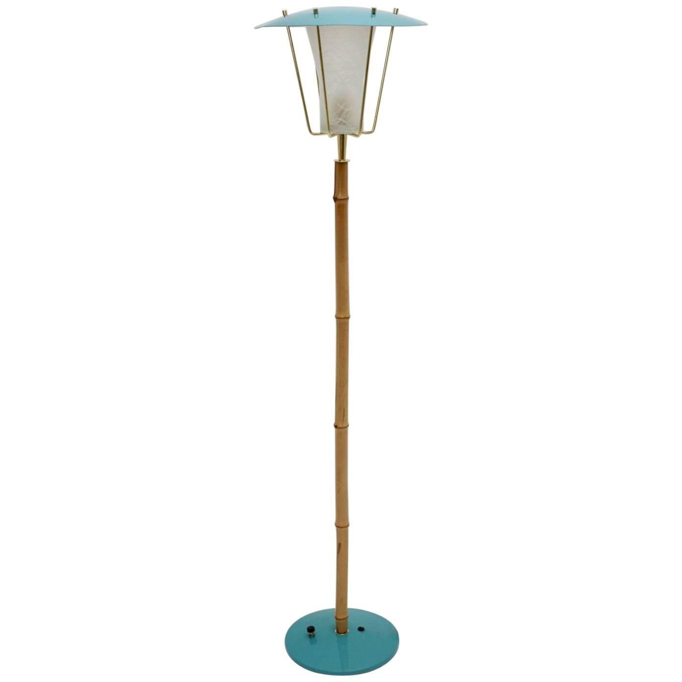 Bamboo Brass Mid Century Modern Floor Lamp No 2081 Karla Kalmar c 1960 Vienna For Sale