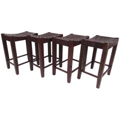 Set of Four Modern Leather Stools