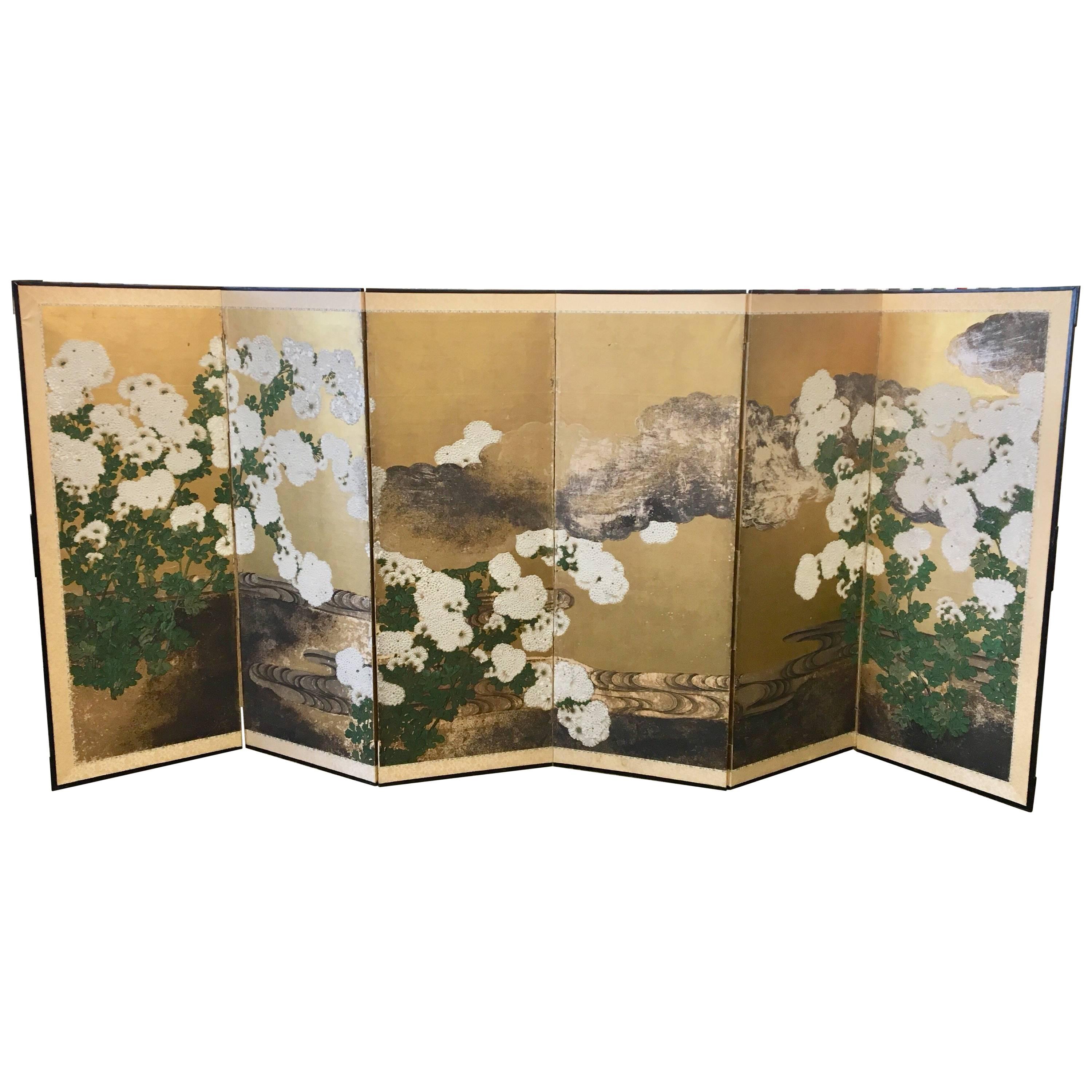 Six-Panel 19th Century Japanese Screen