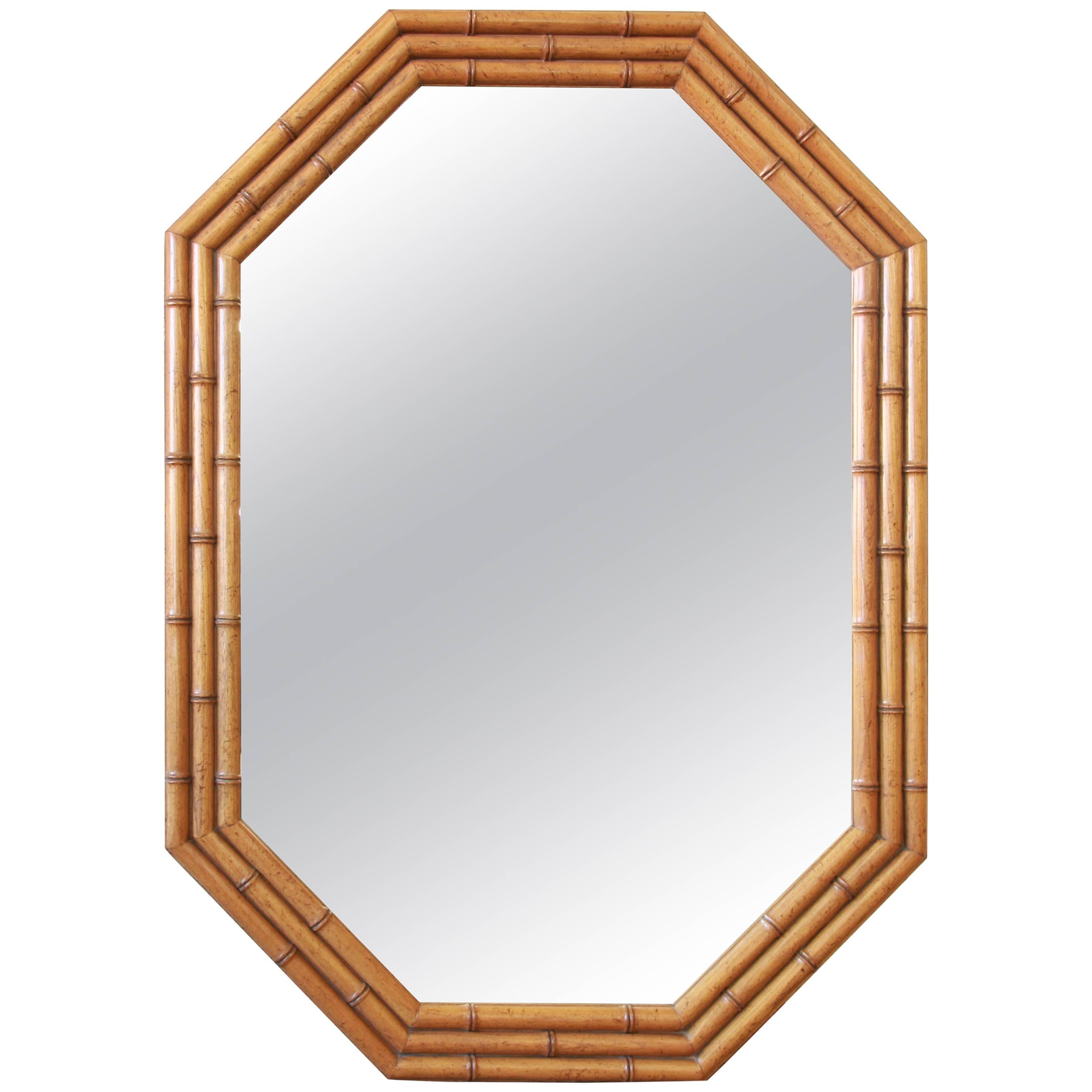 Baker Furniture Faux Bamboo Large Octagonal Hollywood Regency Chinoiserie Mirror