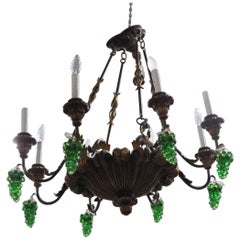 Antique Italian Tole and Crystal Chandelier