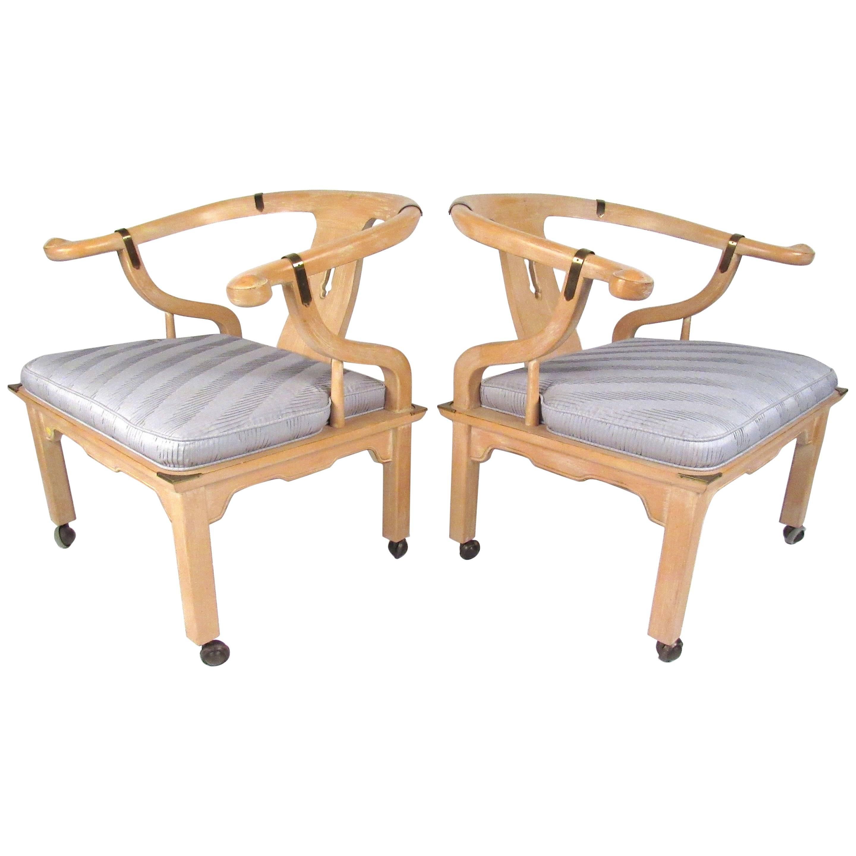 Set of Midcentury Chinoiserie Style Lounge Chairs by Century Chair Company
