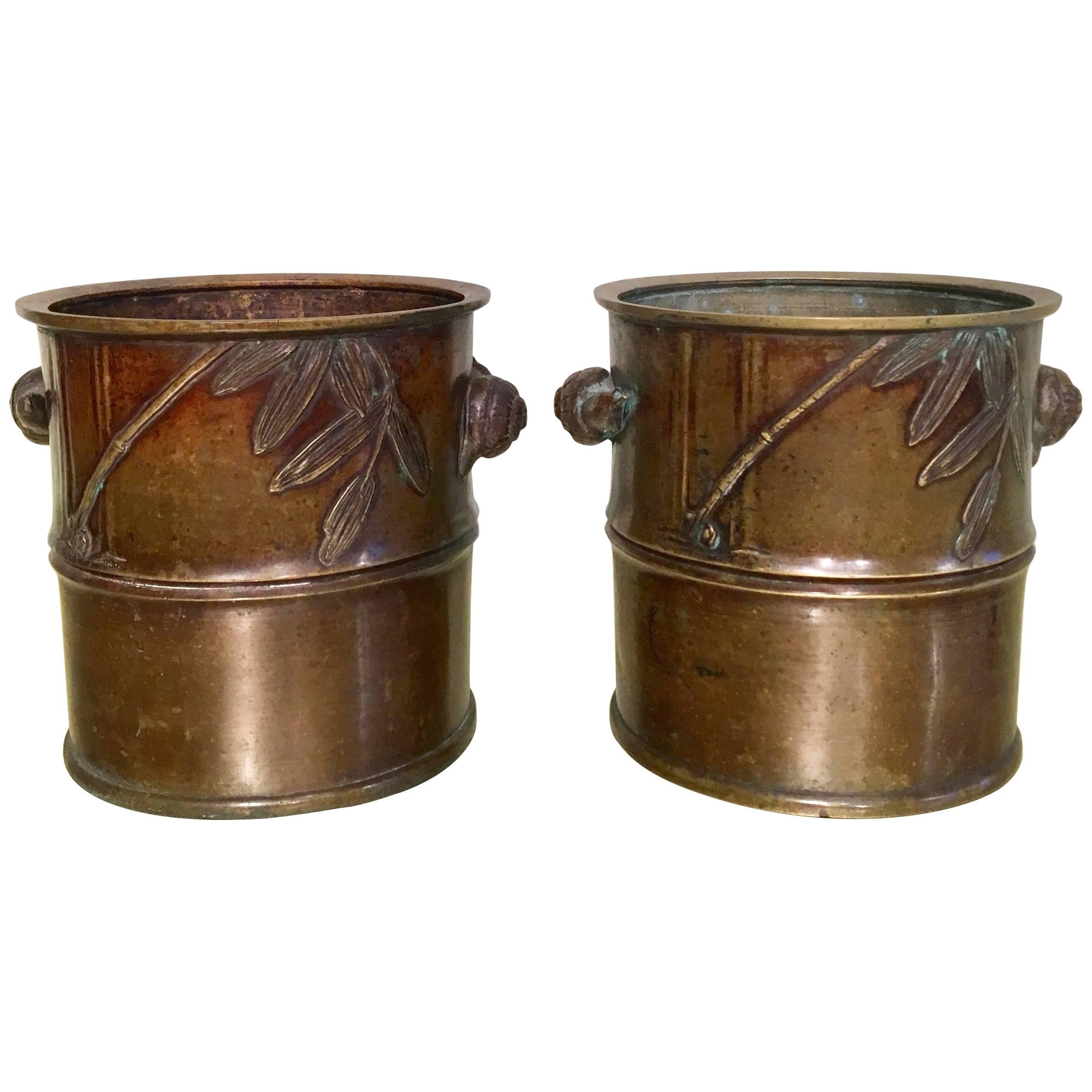 Pair of Brass Japanese Braziers 'Incense Burners' For Sale