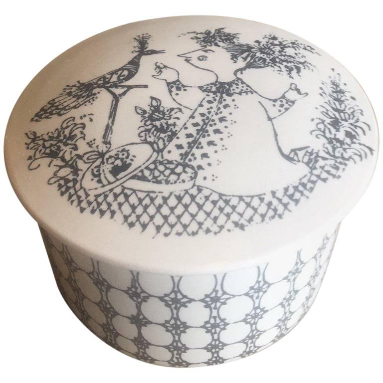 Small Ceramic Lidded Box / Dresser Jar by Bjorn Wiinblad for Nymolle of Denmark