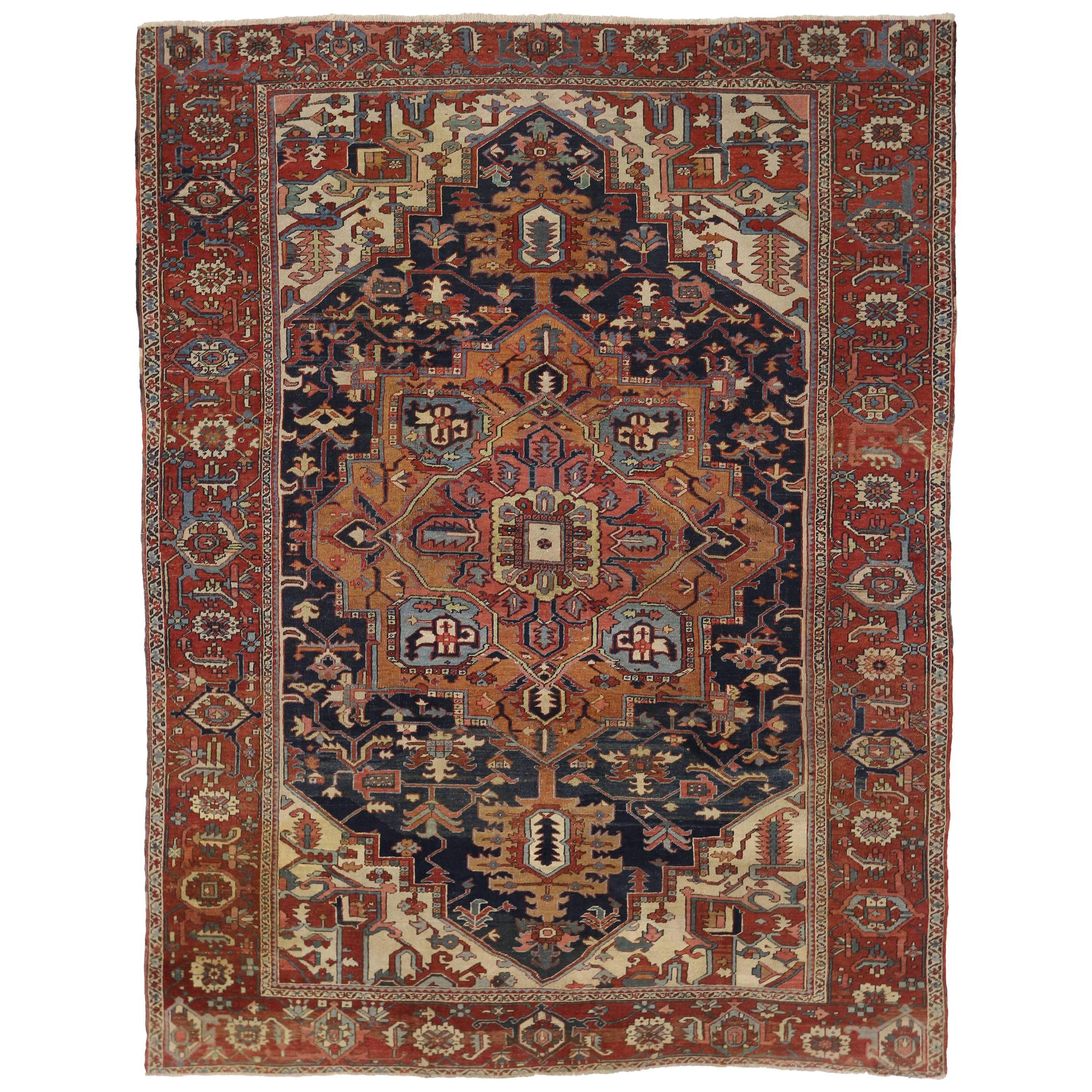 Antique Persian Serapi Rug with Traditional Modern Style