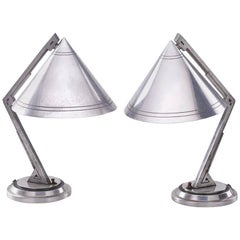 Great Pair of Art Deco Nickel Table Lamps Attributed to Donald Deskey