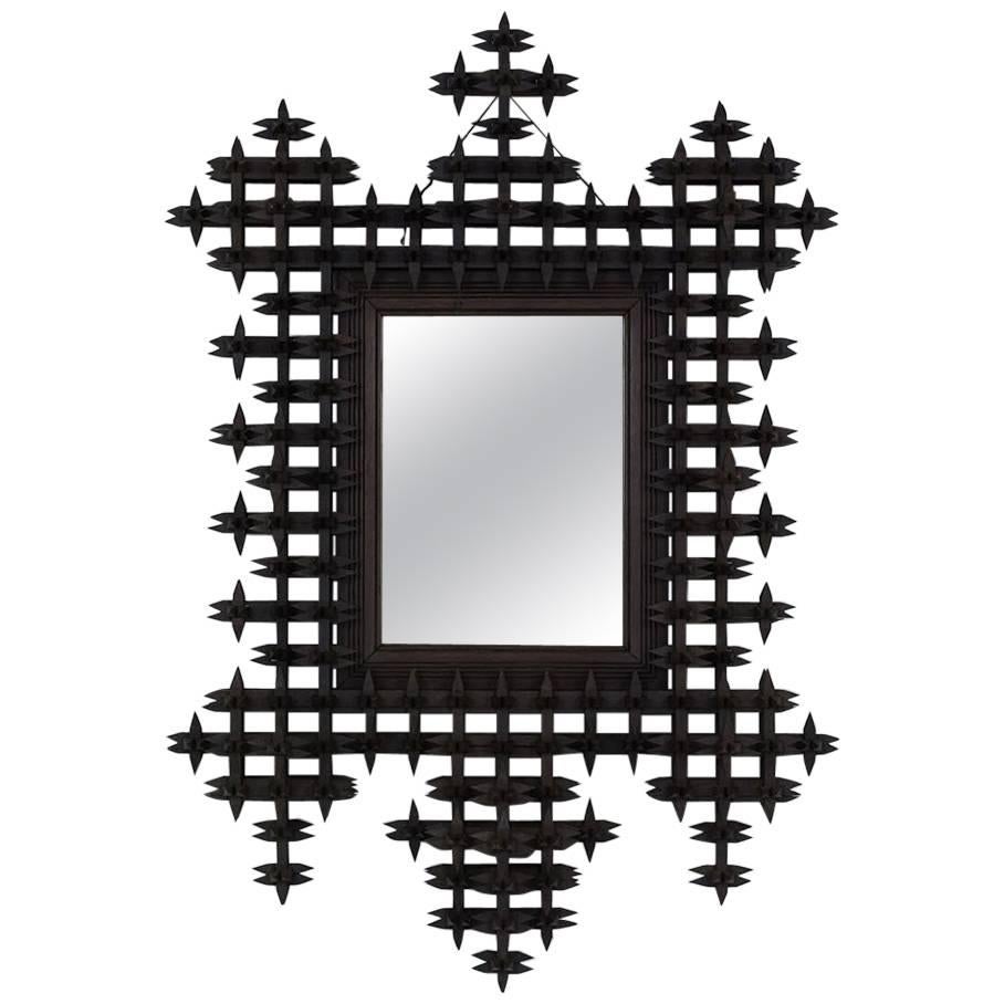 Early 20th Century Tramp Art-Style Wall Mirror