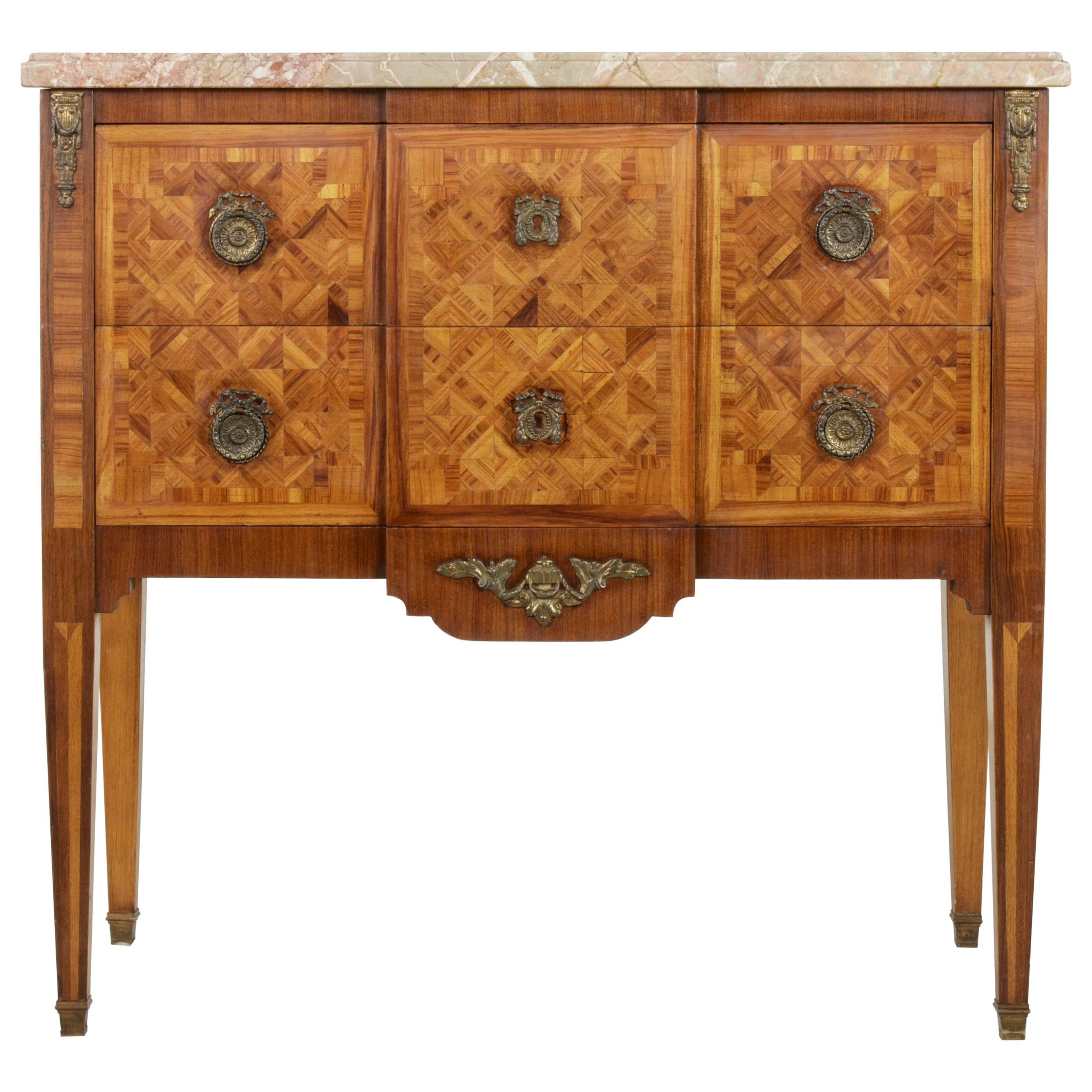 Small Scale Early 20th Century French Louis XVI Marquetry Commode or Chest