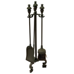 Antique Patinated Bronze Fireplace Tools Set