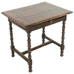Rustic 18th Century French Oak Louis XIII Style Side Table with 19th Century Top