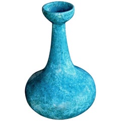 Retro Impressive American 1960s Jaru Pottery Bottle-Form Teal-Glazed Vase/Vessel