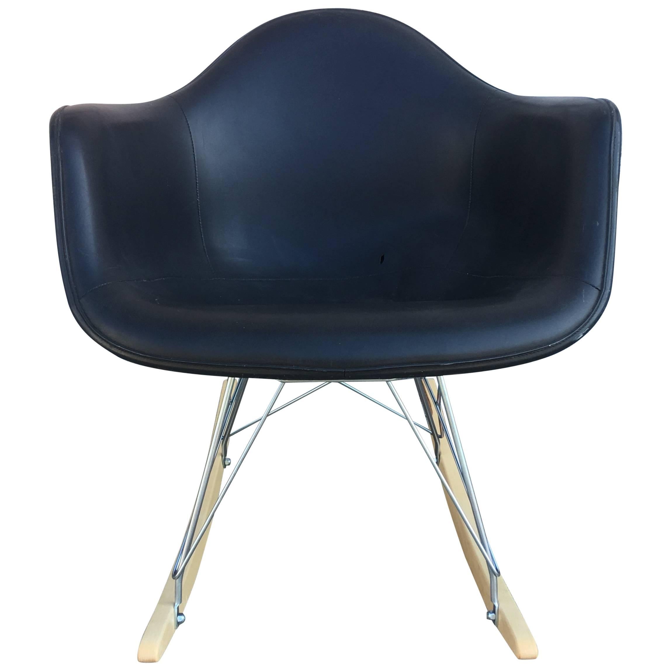 Black Herman Miller Eames Fiberglass Rocking Chair