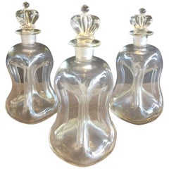 Set of Three Clear Glass Elsinore Kluck-Kluck Decanters by Holmegaard