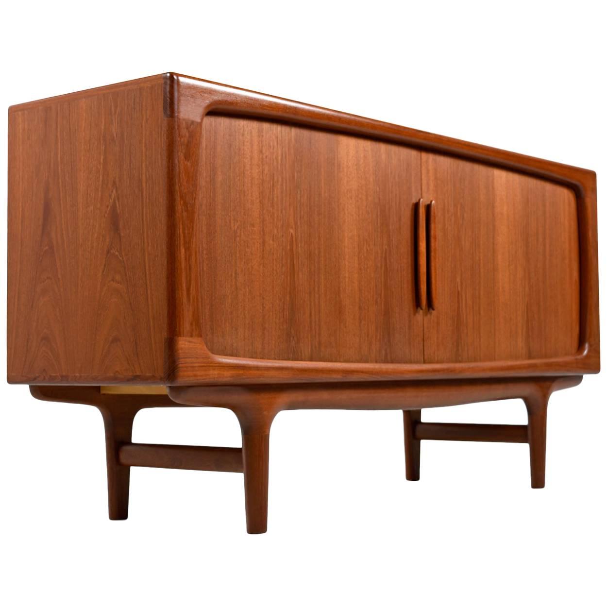 Restored Danish Teak Tambour Door Credenza Sideboard by Dyrlund, circa 1970s