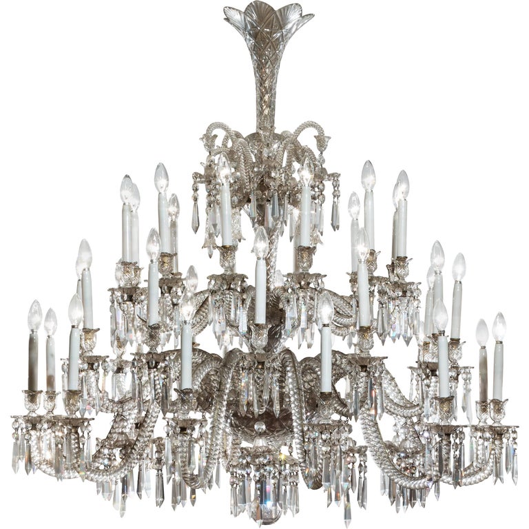 19th Century Neoclassical Baccarat Crystal And Glass 36 Light 19th Century Neoclassical Baccarat Crystal and Glass 36 Light Crystal Chandelier For Sale - 19th Century Neoclassical Baccarat Crystal And Glass 36 Light