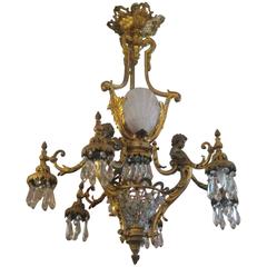 19th Century Louis XV Gilt Bronze and Crystal Chandelier