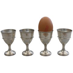 Antique Rare Set of Four Irish Provincial Silver Egg Cups by Terry & Williams circa 1810