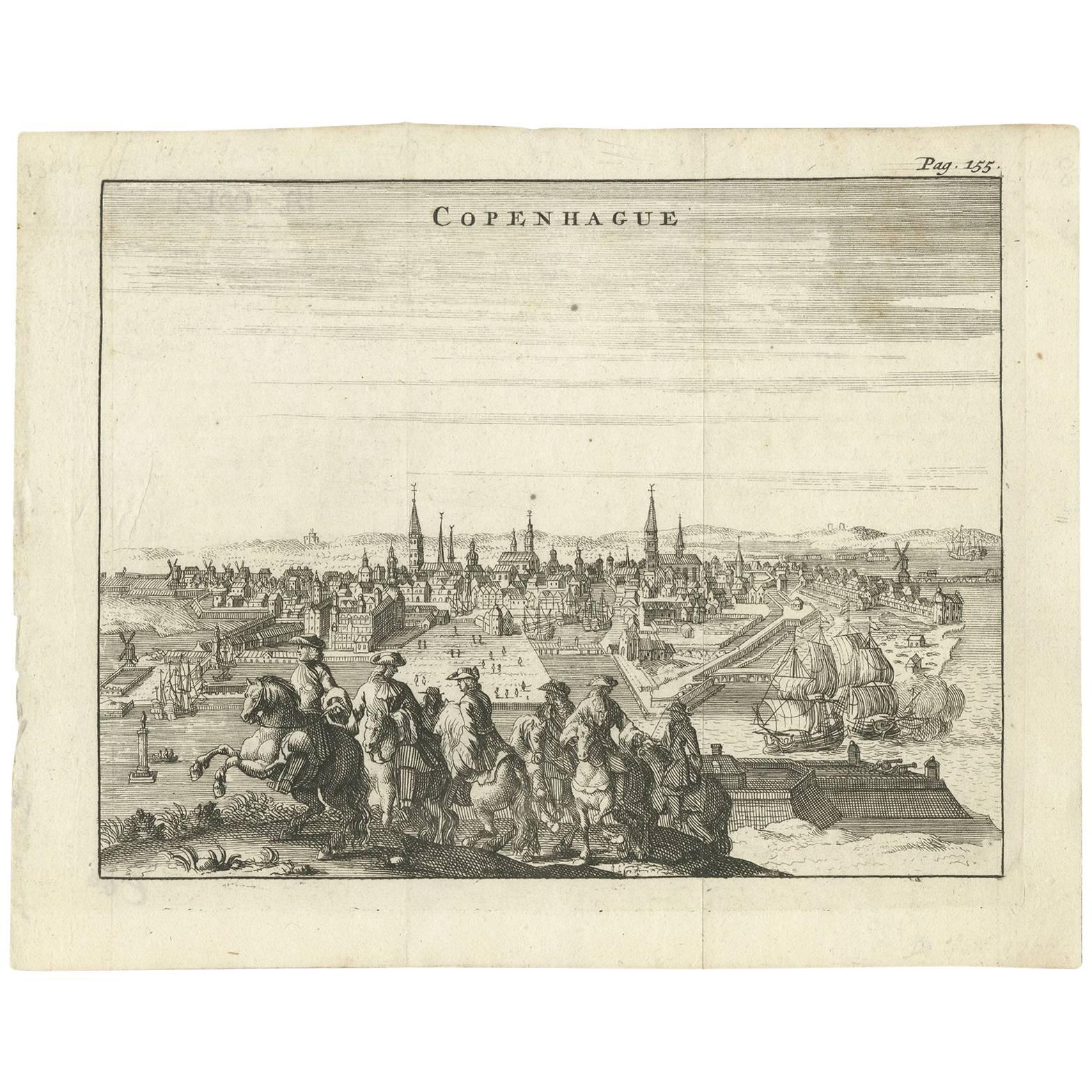 Antique Print of the City of Copenhagen 'Denmark'