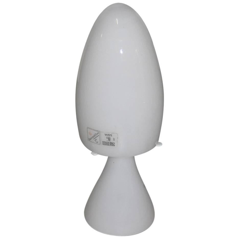 Small Table Lamp Barovier & Toso Murano Art Glass White Color