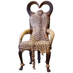 Cheetah Vintage Armchair Upholstered with Two Real Cheetah Skins