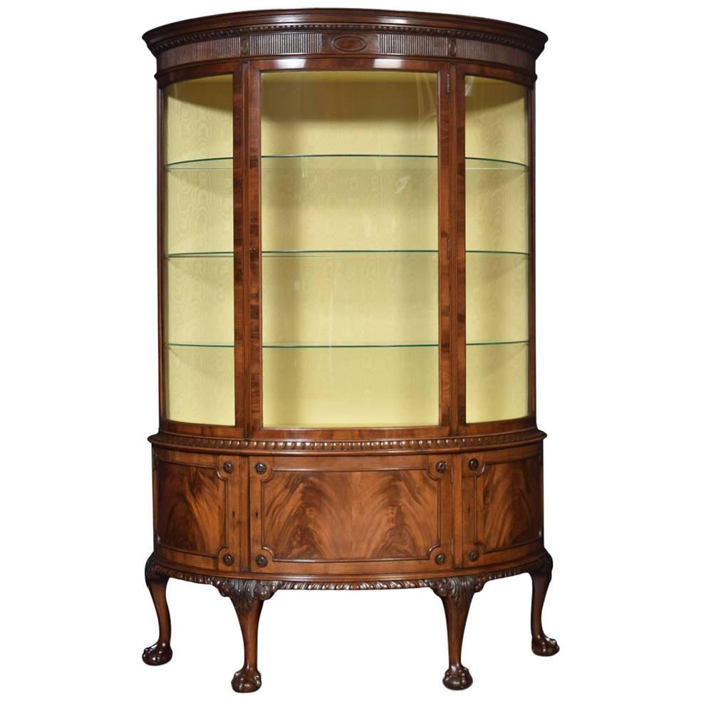 Flame Mahogany Bow Fronted Display Cabinet