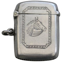 Edwardian Silver Horses Head Vesta Case, by W G Knight, Birmingham, 1904