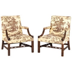 Pair of Early 20th Century Mahogany Framed Gainsborough Chairs