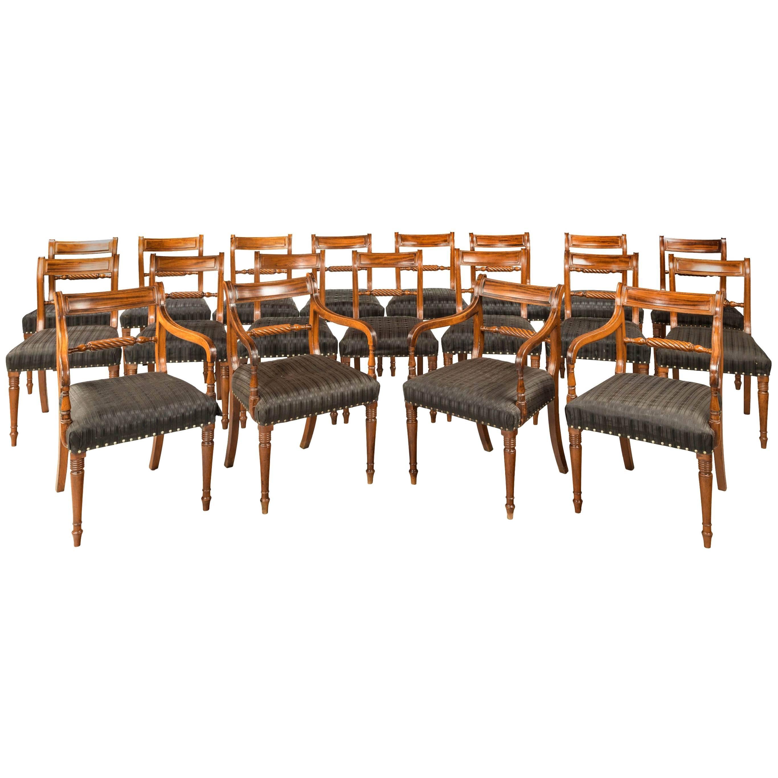 Set of 18 Regency Period Mahogany Framed Chairs