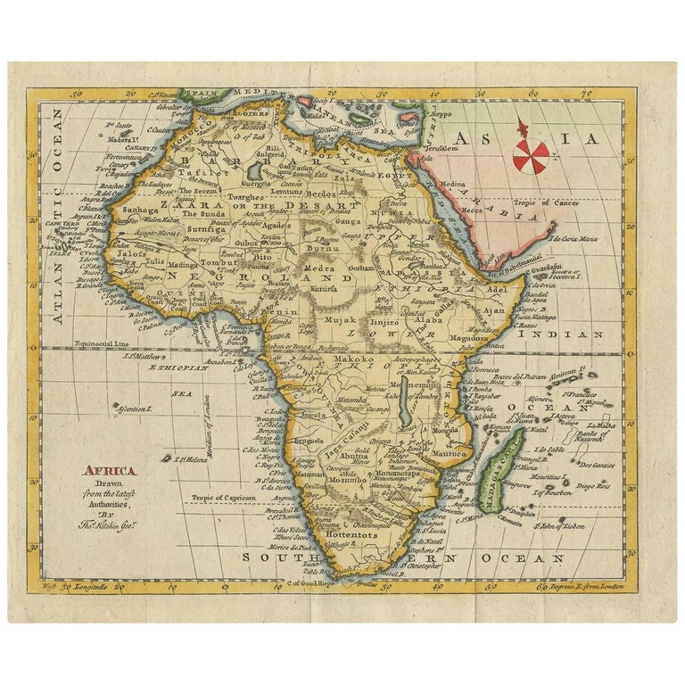 antique map of africa by t kitchin circa 1785 for sale at 1stdibs