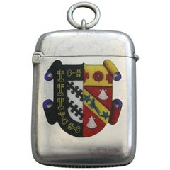 Victorian Silver and Enamel Exeter College Boat Club Vesta Case, 1897