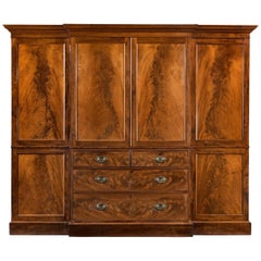 Antique George III Period Mahogany Breakfront Wardrobe with Beautifully Figured Timbers