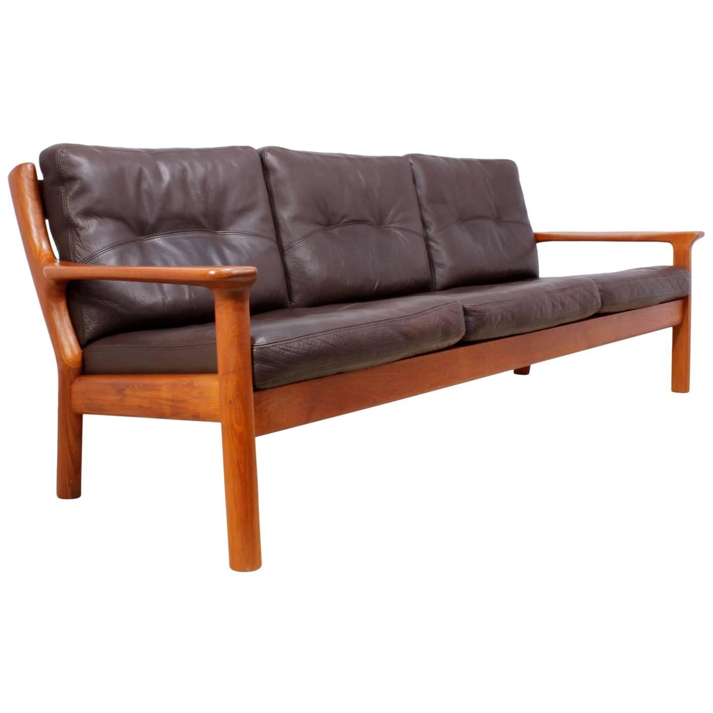 Midcentury Sofa in Teak and Leather by Glostrop