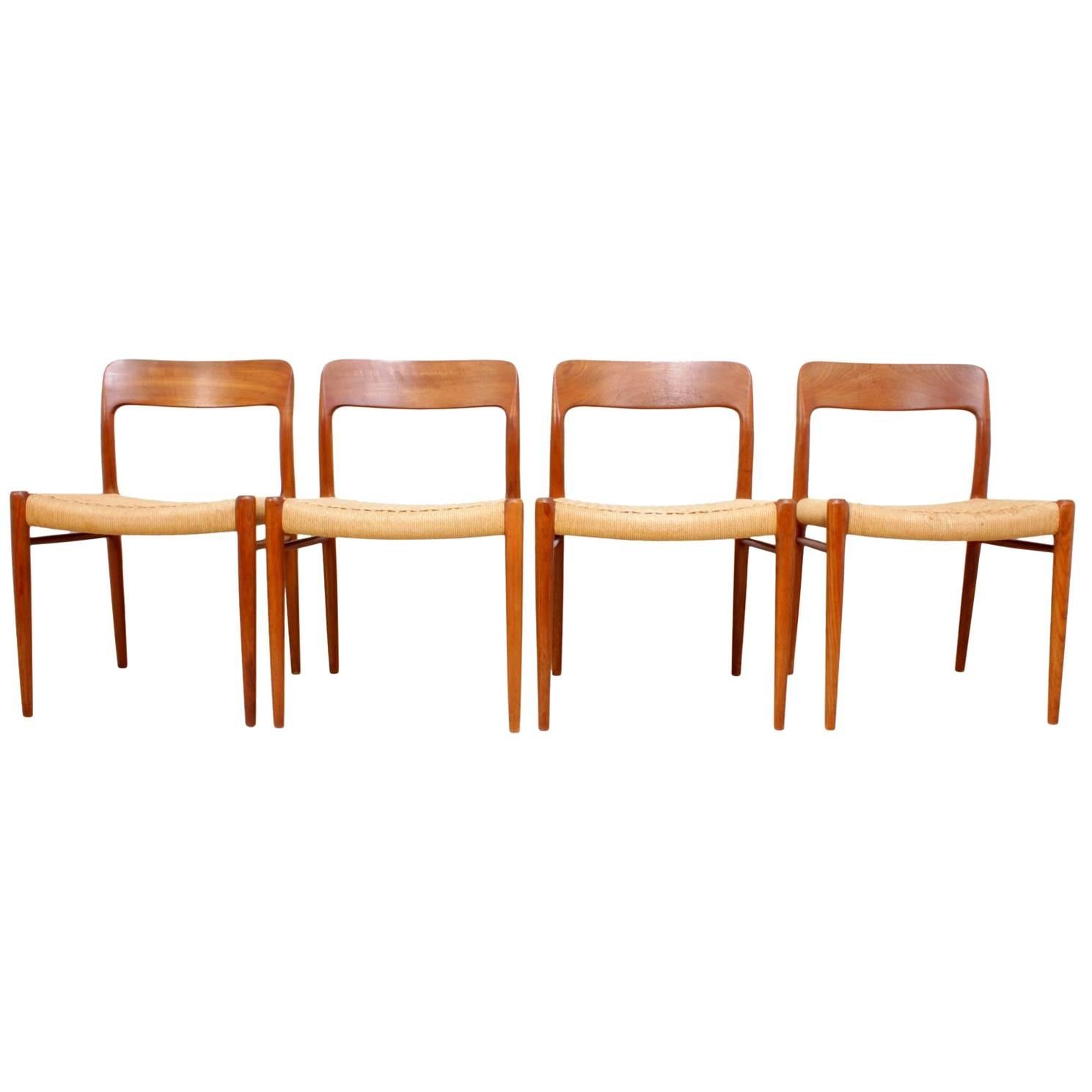 Model 75 Dining Chairs in Teak by J L Moller