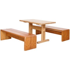 Charlotte Perriand Big Table and Two Benches for Les Arcs