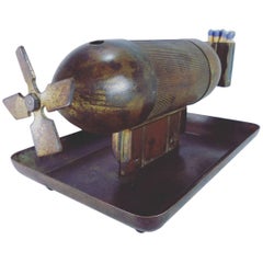 Antique German Zeppelin Torpedo Bomb Cigarette Dispenser Cigar Cutter Cocktail