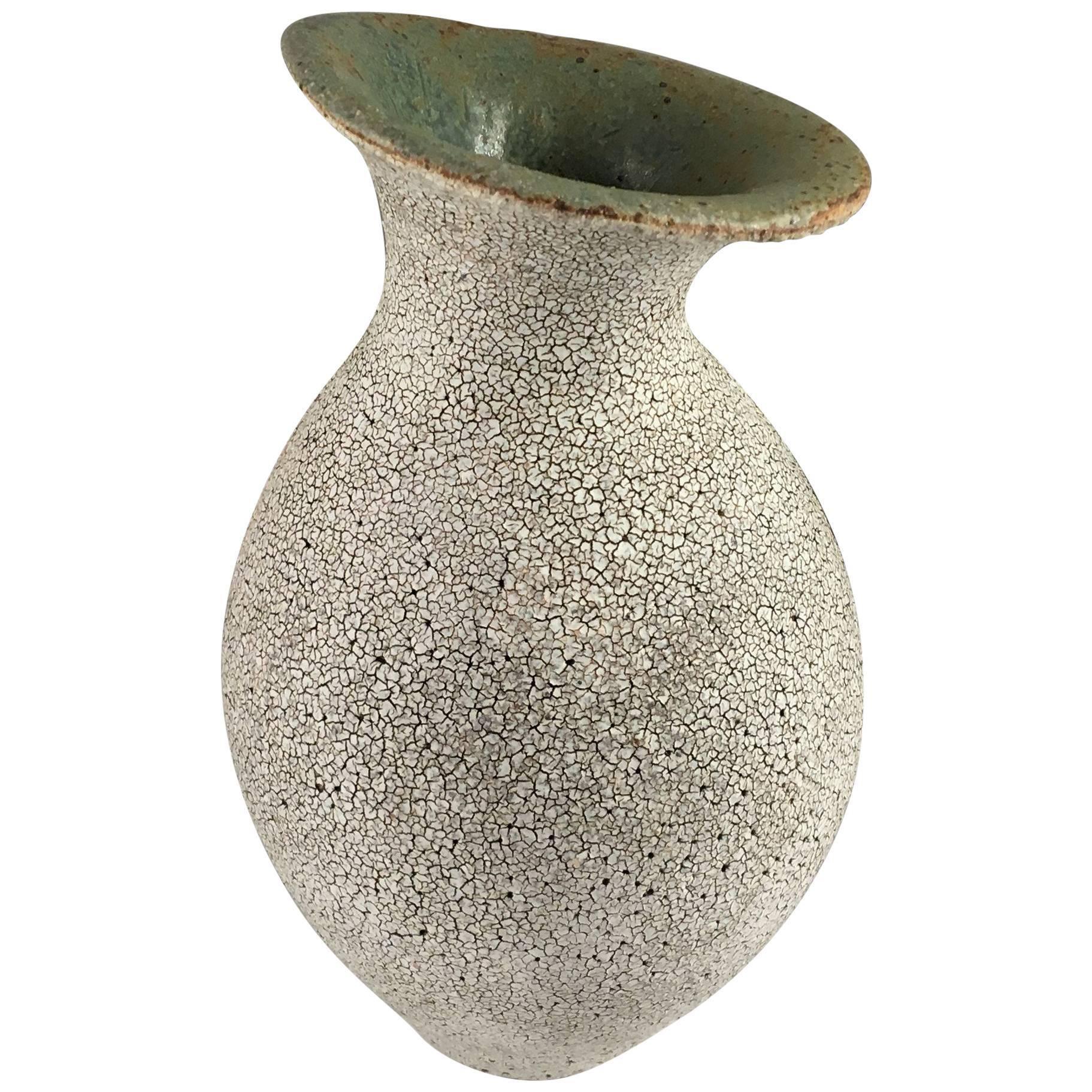 Contemporary Ceramic Curved Neck Vase No. 161 by Yumiko Kuga