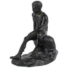 Antique Miniature Grand Tour Bronze Sculpture of a Seated Hermes After Lysippos