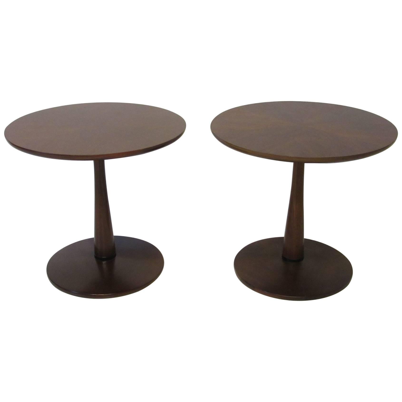 Kipp Stewart for Drexel Declaration Walnut Pedestal Side Tables