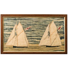Wool Work Picture of Two Gaff Rigged Cutters