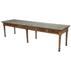 Antique French Dining Table with a Marble Top
