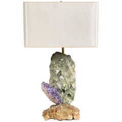 Vintage Lamp with Amethyst, Pyrite and Diopside