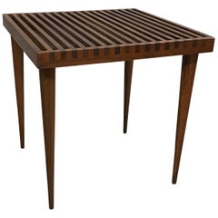 Mid-Century Modern Slat Walnut Side Table by Mel Smilow