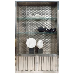 Pair of shelves in inox and mirror glass