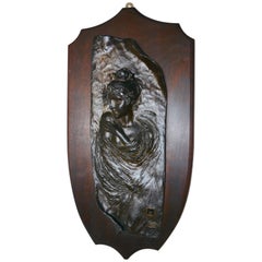 Italian Bronze of Lady on Plaque Industria Artistica Napoli