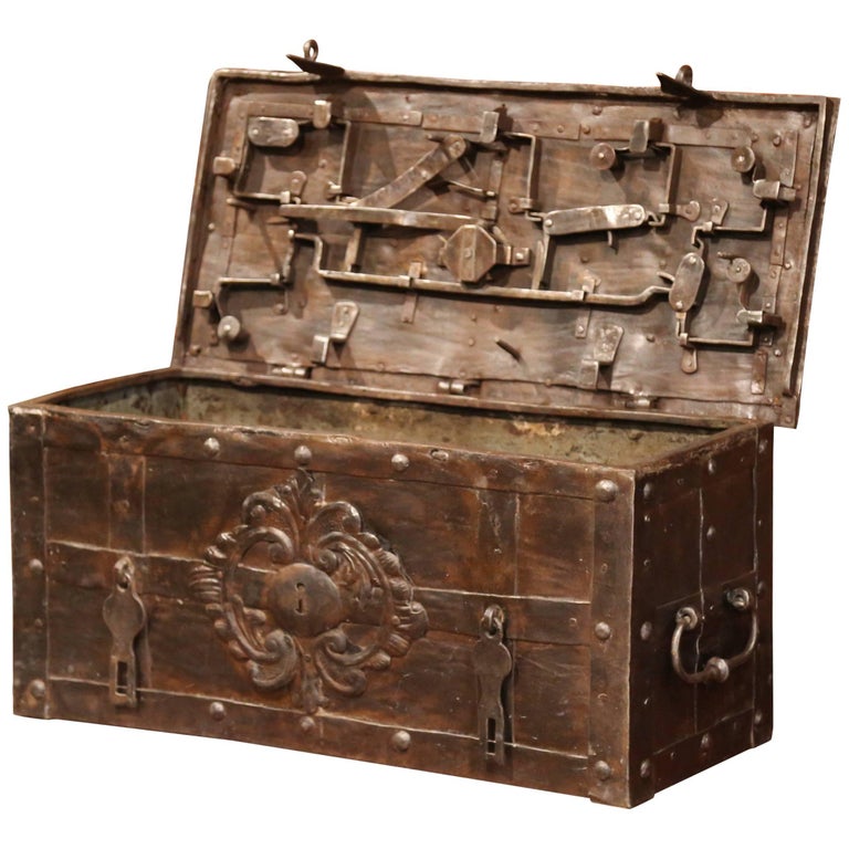 17th Century German Polished Wrought Iron Corsair Nuremberg Safe Money