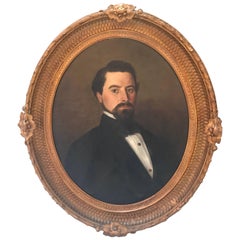 Antique 19th Century Portrait of a Handsome Gentleman, NYC, 1840