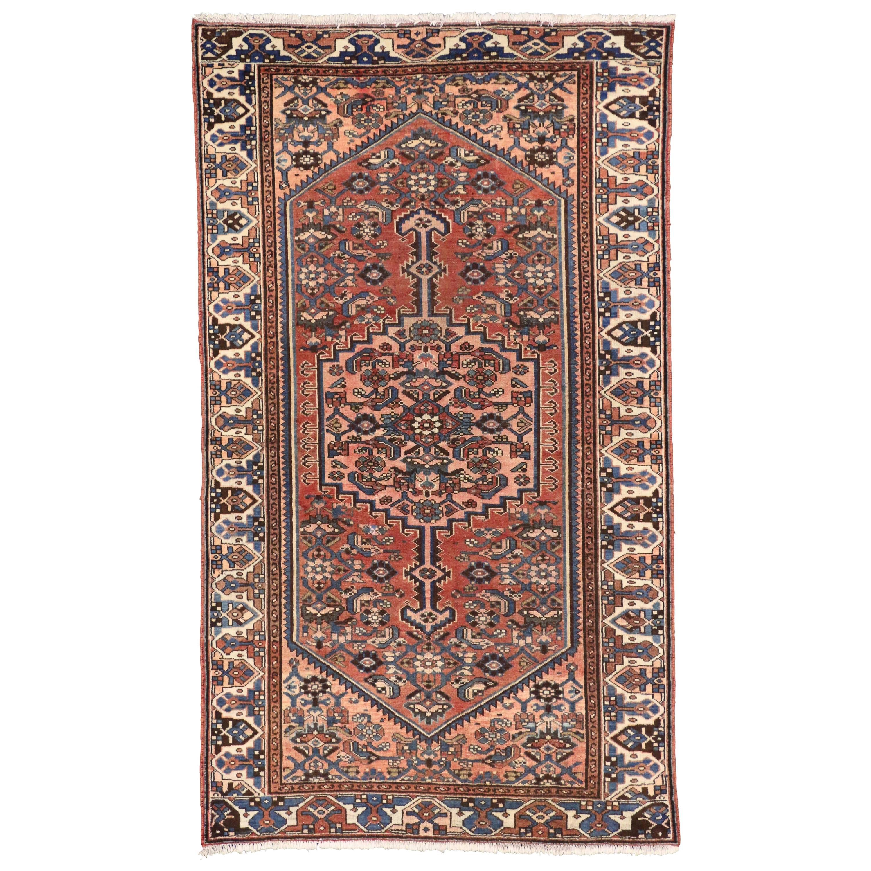 Vintage Persian Hamadan Rug for Kitchen, Bathroom, Foyer or Entry Rug