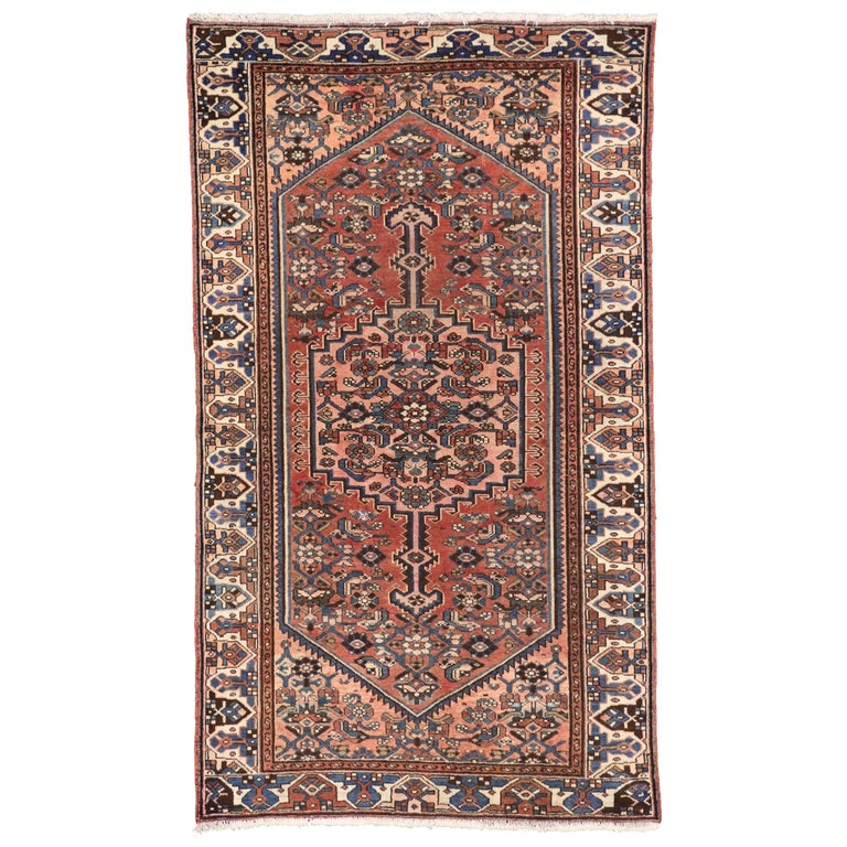 Vintage Persian Hamadan Accent Rug for Entry, Kitchen, Bathroom or